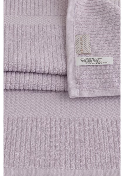 Ivory Lila Fitilli Mikro Fiber Pamuk 2li Banyo Havlusu Seti 50 x 90 - 70 x 140 1129A