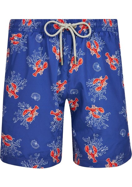 Erkek Deniz Havuz Şortu Desenli Even S273 Saks