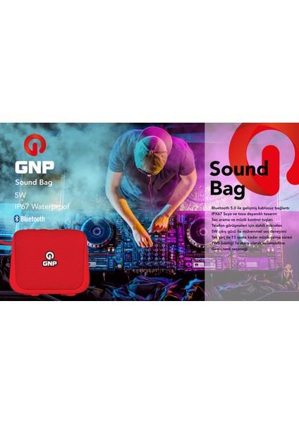 Sound Bag Bluetooth Hoparlör Kırmızı