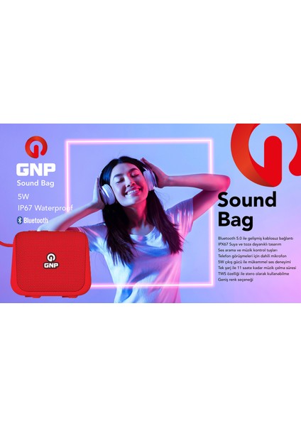 Sound Bag Bluetooth Hoparlör Kırmızı