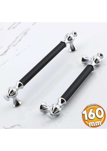 Çınar 160 mm Krom Siyah Metal Mutfak Çekmece Mobilya Dolap Dolabı Kapak Kulpları Kulbu Kulpu 160 mm