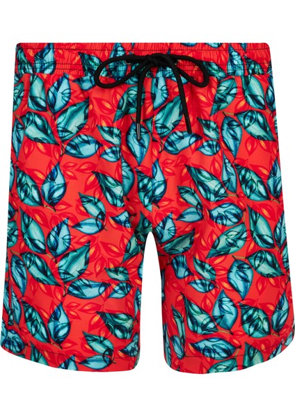 Erkek Deniz Havuz Şortu Desenli Watson S265 Mercan