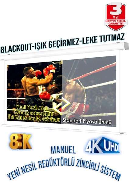 Gölge Stor En150cm Boy160cm Projeksiyon Perdesi Manuel Yeni Akıllı Kumaş 
Blackout-Işık Geçirmez 4K 8K HD