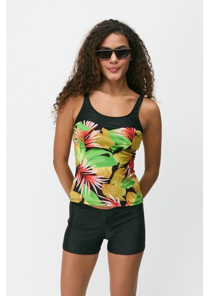 Şortlu Tankini 7757 Siyah/çok Renkli