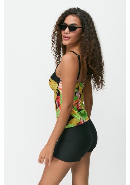 Şortlu Tankini 7757 Siyah/çok Renkli