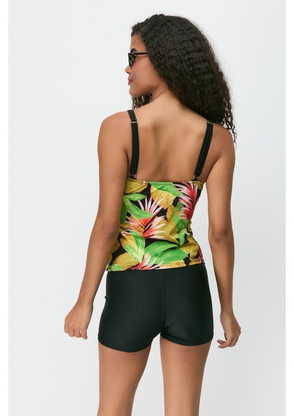 Şortlu Tankini 7757 Siyah/çok Renkli