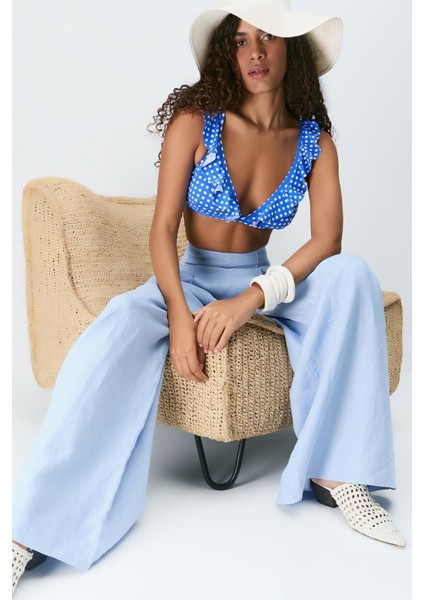 Fırfırlı Üçgen Bikini Takım 3277 Lacivert modelleri