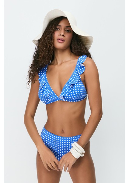 Fırfırlı Üçgen Bikini Takım 3277 Lacivert fırsatları