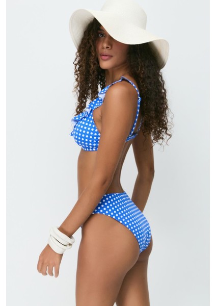 Fırfırlı Üçgen Bikini Takım 3277 Lacivert indirimleri