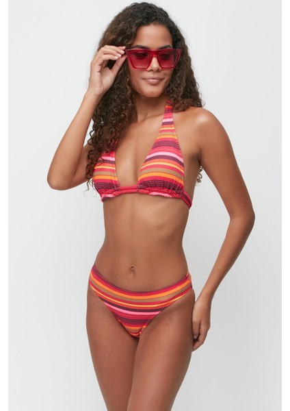 Etekli Üçgen Bikini Takım 3286 Fuşya