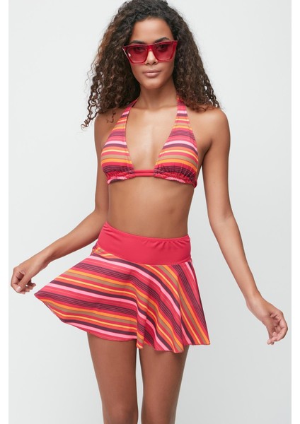 Etekli Üçgen Bikini Takım 3286 Fuşya