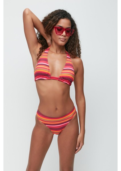Etekli Üçgen Bikini Takım 3286 Fuşya