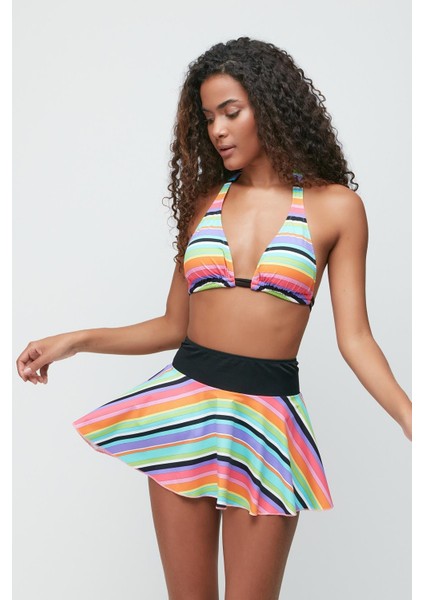 Etekli Üçgen Bikini Takım 3286 Çok Renkli