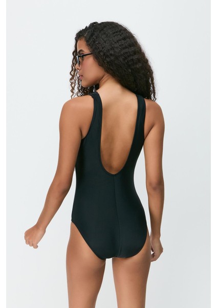 Kare Yaka Büzgülü Mayo 7763 Siyah/bej indirimleri