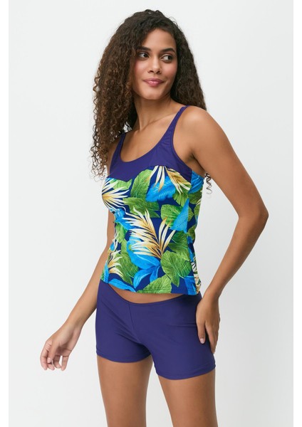 Şortlu Tankini 7757 Lacivert/çok Renkli