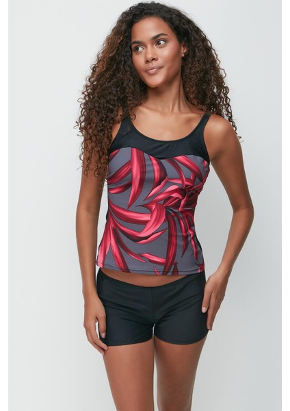 Şortlu Tankini 7766 Siyah/kırmızı