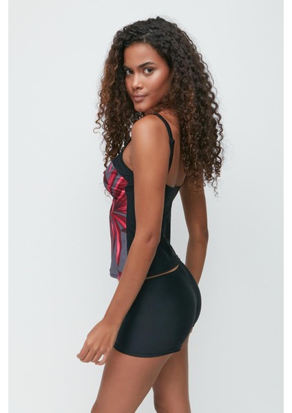 Şortlu Tankini 7766 Siyah/kırmızı