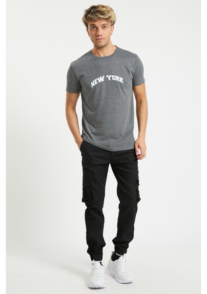 Slim Fit None Denim Esnek Kumaş Erkek Kargo Pantolon
