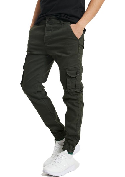 Slim Fit None Denim Esnek Kumaş Erkek Kargo Pantolon
