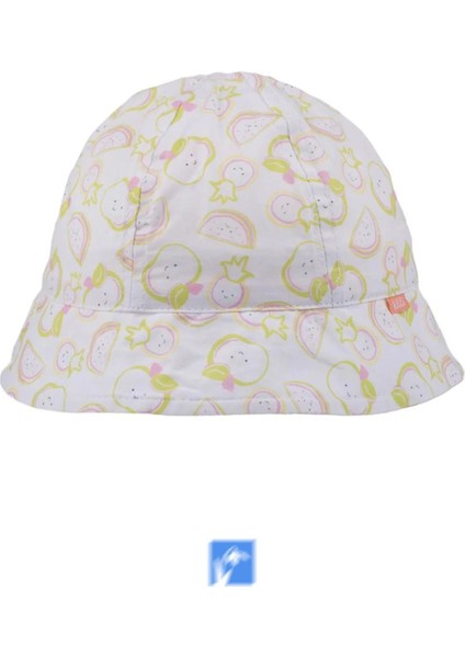 Pamuk Kız Çocuklar Için Güneş Şapkası ( 4-8 Yaş ) ( Size 52 )