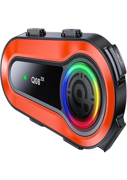 Q0082X IPX6 Su Geçirmez RGB 1KM 2KİŞİ İNTERKOM/FM Radio Motosiklet Kask Kulaklık Wirelees v5.0