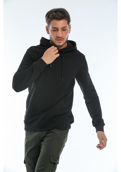 Kapüşonlu Basic Geniş Kesim Erkek Içi Polarlı Sweatshirt fiyatları