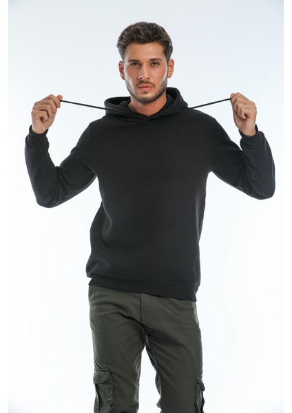 Kapüşonlu Basic Geniş Kesim Erkek Içi Polarlı Sweatshirt modelleri
