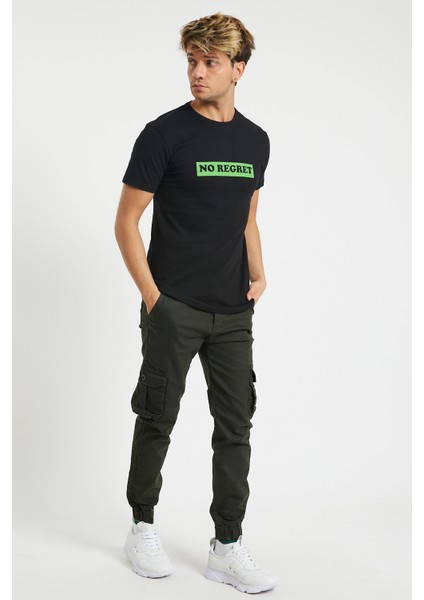 Slim Fit None Denim Esnek Kumaş Erkek Kargo Pantolon