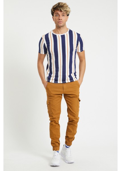 Slim Fit None Denim Paçaları Lastikli Esnek Kumaş Erkek Kargo Pantolon fiyatları