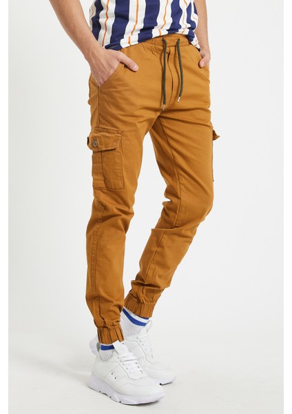 Slim Fit None Denim Paçaları Lastikli Esnek Kumaş Erkek Kargo Pantolon modelleri