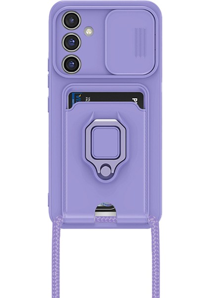Samsung Galaxy A15 Kılıf Zuma Kamera Sürgülü Kartvizitli Ipli Silikon Kılıf