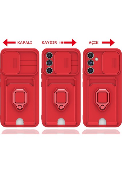 Samsung Galaxy A15 Kılıf Zuma Kamera Sürgülü Kartvizitli Ipli Silikon Kılıf