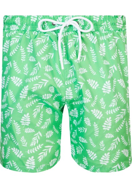 Erkek Deniz Havuz Şortu Desenli Ford S253 Yeşil
