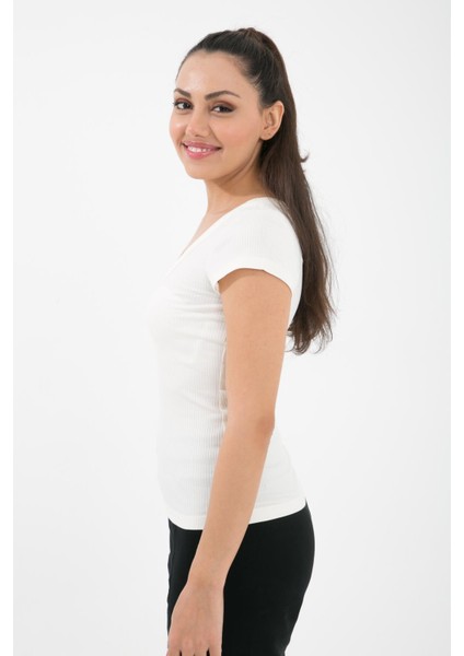 Fitilli Örme Body, Kısa Kollu V Yaka - Abel modelleri