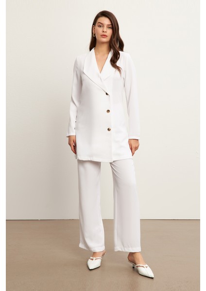 Liora Ceket Pantolon Takım - Beyaz