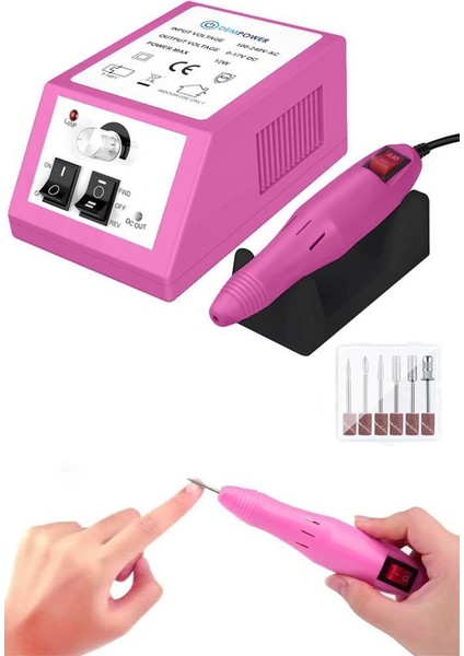 Elektrikli Protez Tırnak Freze Makinesi Manikür Pedikür Tırnak Törpü Cihazı Pembe