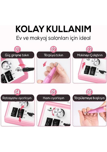 Elektrikli Protez Tırnak Freze Makinesi Manikür Pedikür Tırnak Törpü Cihazı Pembe modelleri