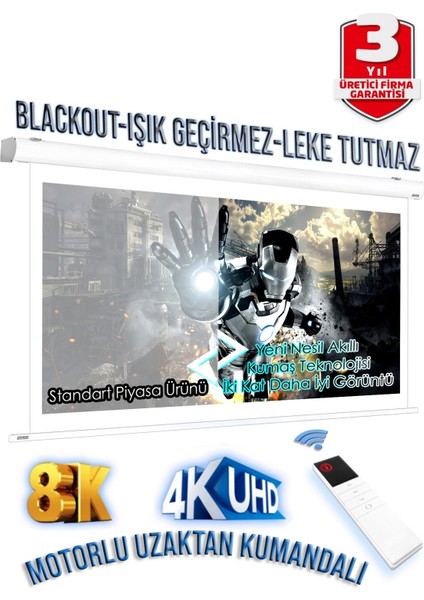 En200cm Boy180cm Projeksiyon Perdesi Motorlu Yeni Akıllı Kumaş Blackout-Işık Geçirmez 4K 8K HD