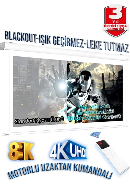 Gölge Stor En200cm Boy180cm Projeksiyon Perdesi Motorlu Yeni Akıllı Kumaş 
Blackout-Işık Geçirmez 4K 8K HD