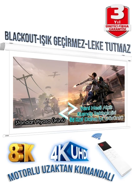 Gölge Stor En240cm Boy190cm Projeksiyon Perdesi Motorlu Yeni Akıllı Kumaş 
Blackout-Işık Geçirmez 4K 8K HD