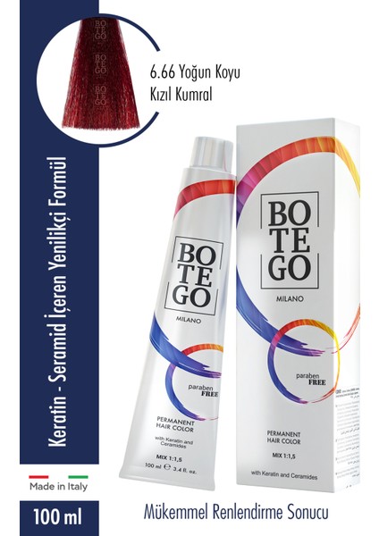 Profesyonel Krem Boya 6.66 Yoğun Koyu Kızıl Kumral 100 Ml