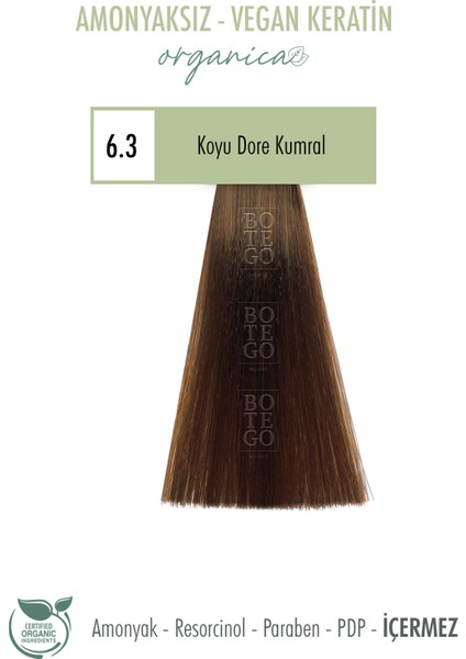 Botego Milano Organica Krem Boya 6.3 Koyu Dore Kumral 100 Ml