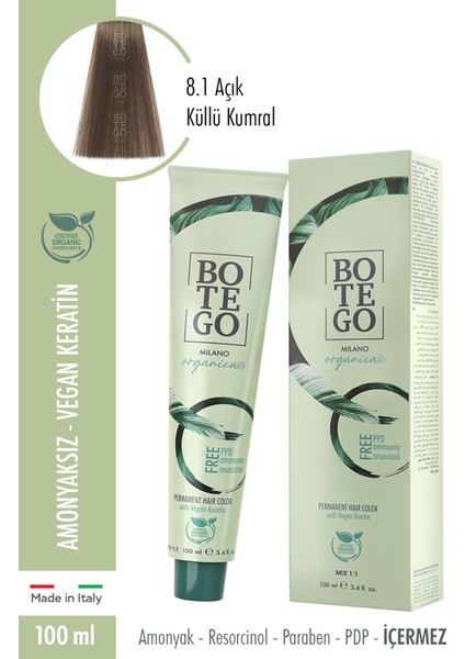 Organica Krem Boya 8.1 Açık Küllü Kumral 100 Ml