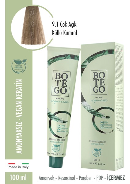 Organica Krem Boya 9.1 Çok Açık Küllü Kumral 100 Ml