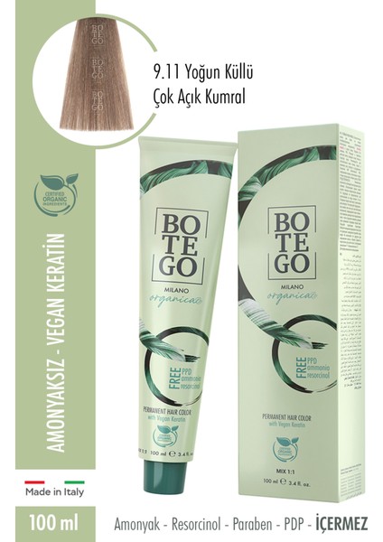 Organica Krem Boya 9.11 Yoğun Küllü Çok Açık Kumral 100 Ml