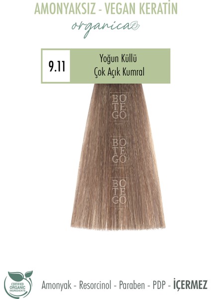 Organica Krem Boya 9.11 Yoğun Küllü Çok Açık Kumral 100 Ml fiyatları