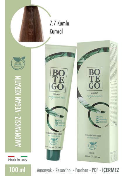 Botego Milano Organica Krem Boya 7.7 Kumlu Kumral 100 Ml