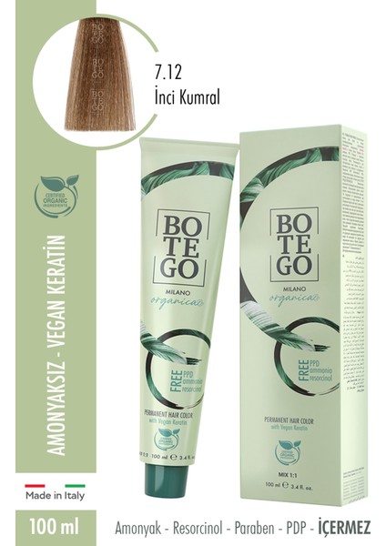 Organica Krem Boya 7.12 Inci Kumral 100 Ml