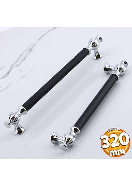 Çınar 320 mm Krom Siyah Çekmece Mutfak Mobilya Dolap Metal Dolabı Kapak Kulpu Kulpları Kulbu 320 mm