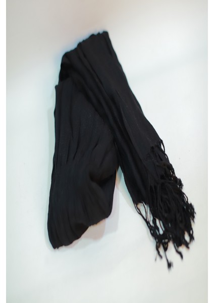 Siyah Polyester - Cotton Eşarp Şal